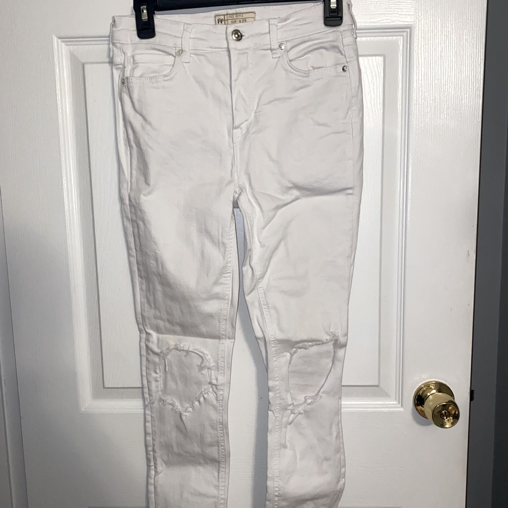 White Free People Distressed Jeans